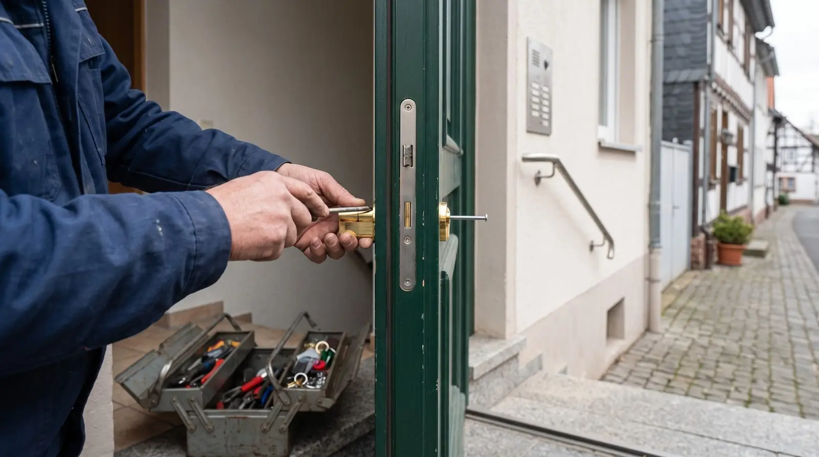 Schlüsseldienst Hofheim: Monteur bei der Arbeit an einer Tür