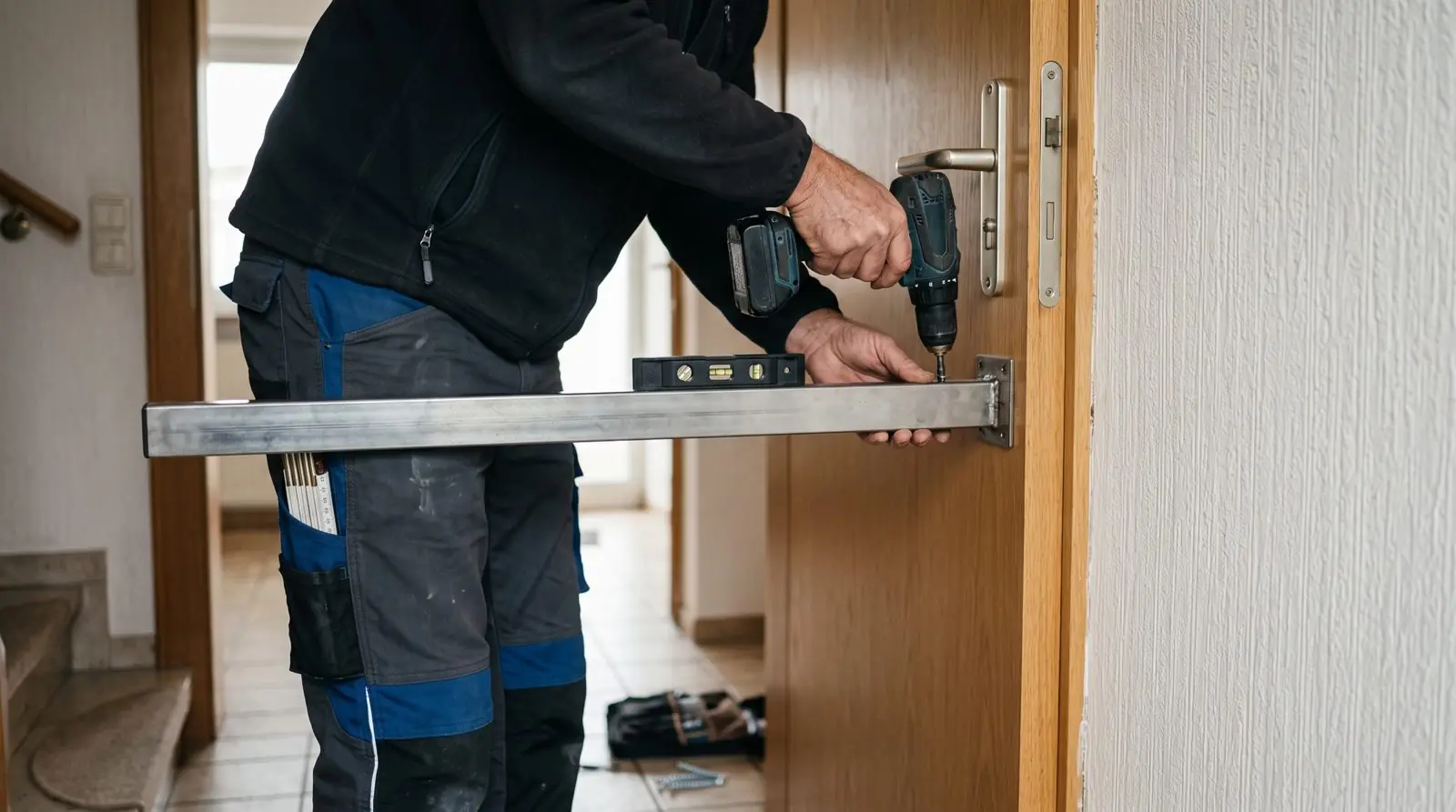 Schlüsseldienst Neu-Anspach: Monteur bei der Arbeit an einer Tür